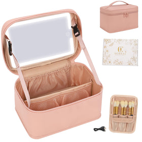 OCHEAL Makeup Bag in a stylish travel setting on a suitcase