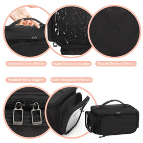 OCHEAL Makeup Bag in black with dual-zip closure