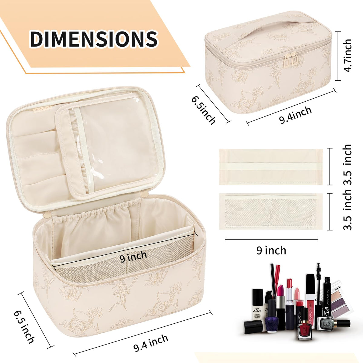 OCHEAL Makeup Bag lifestyle scene with cosmetics