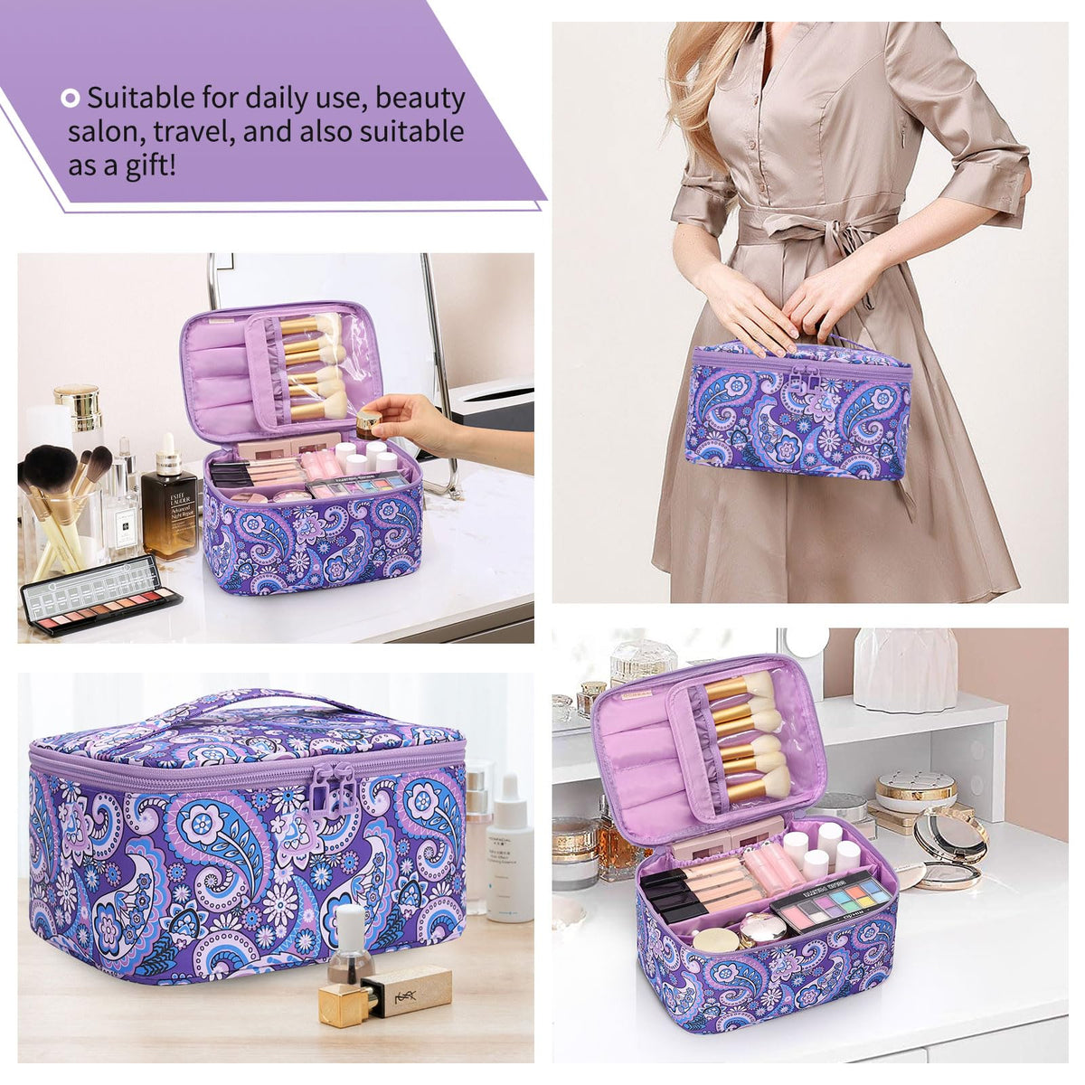 OCHEAL Makeup Bag lifestyle scene with travel items