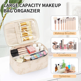 OCHEAL Makeup Bag open displaying storage sections