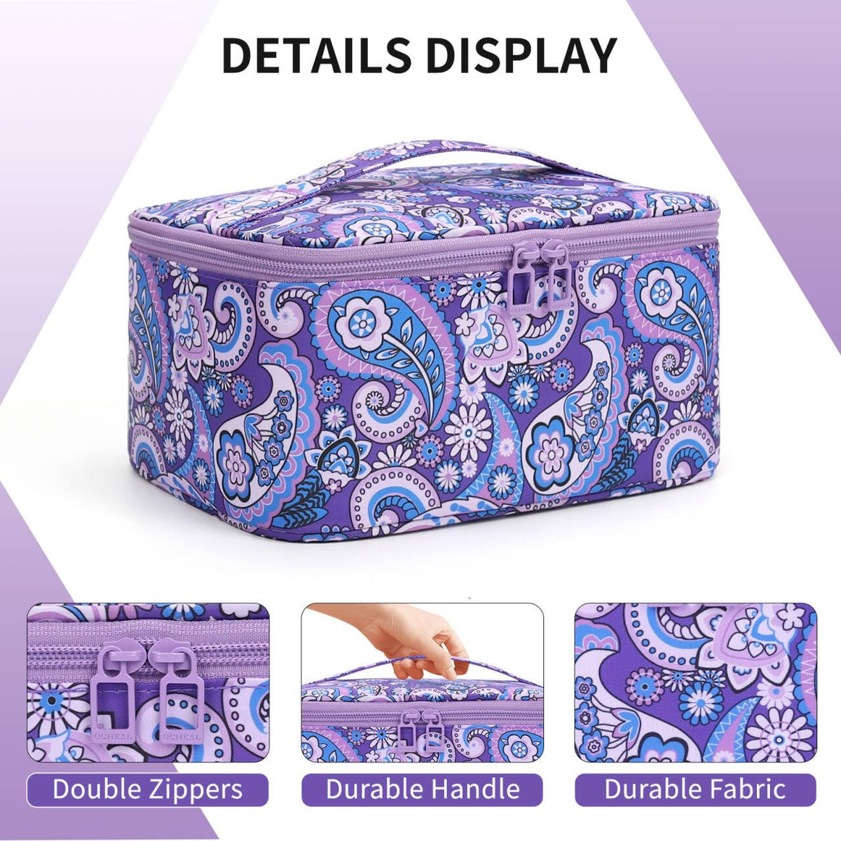 OCHEAL Makeup Bag open showing flexible dividers