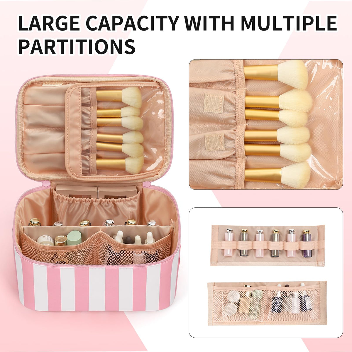 OCHEAL Makeup Bag open showing interior storage