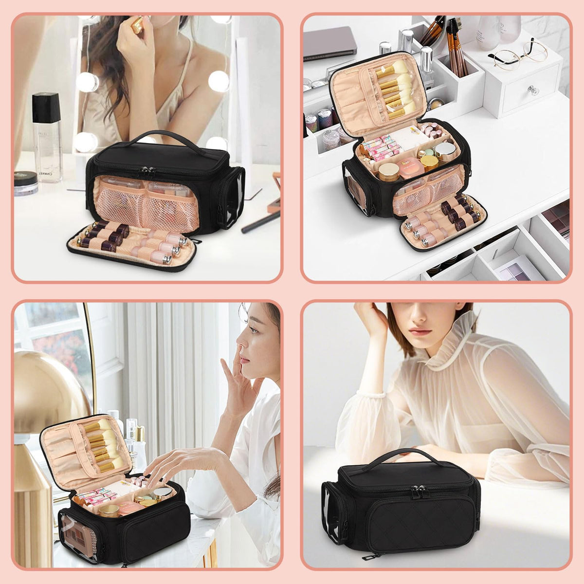 OCHEAL Makeup Bag packed with cosmetics and beauty tools