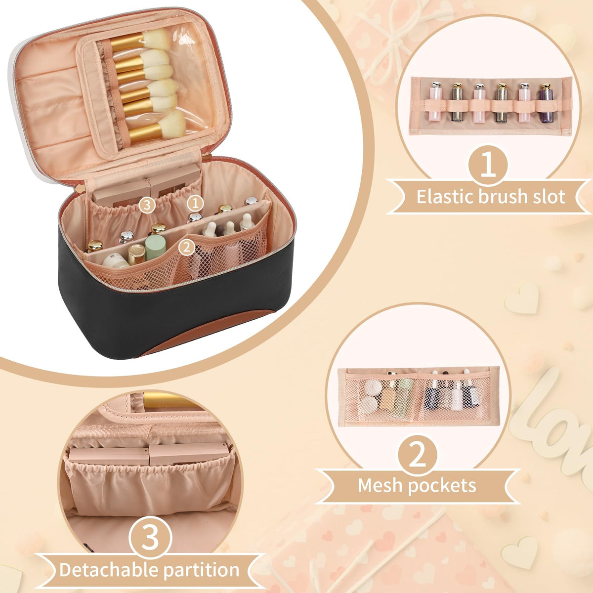 OCHEAL Makeup Bag portable design with top handle