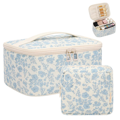 OCHEAL Makeup Bag Set large bag front view with floral design