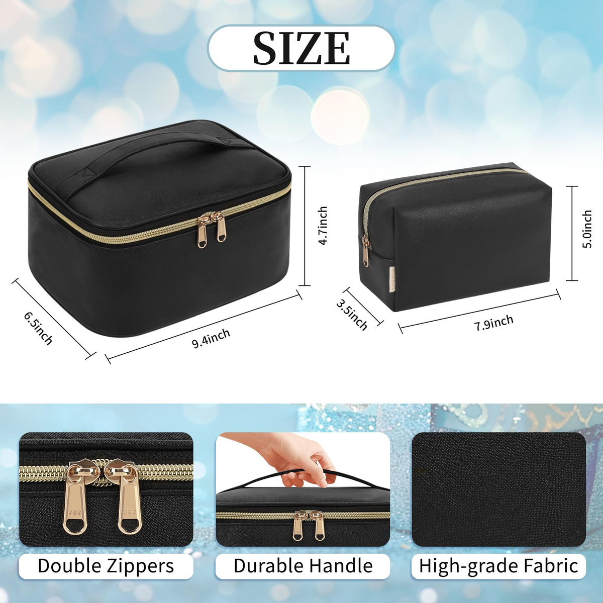 OCHEAL Makeup Bag Set large bag open showing inner pockets