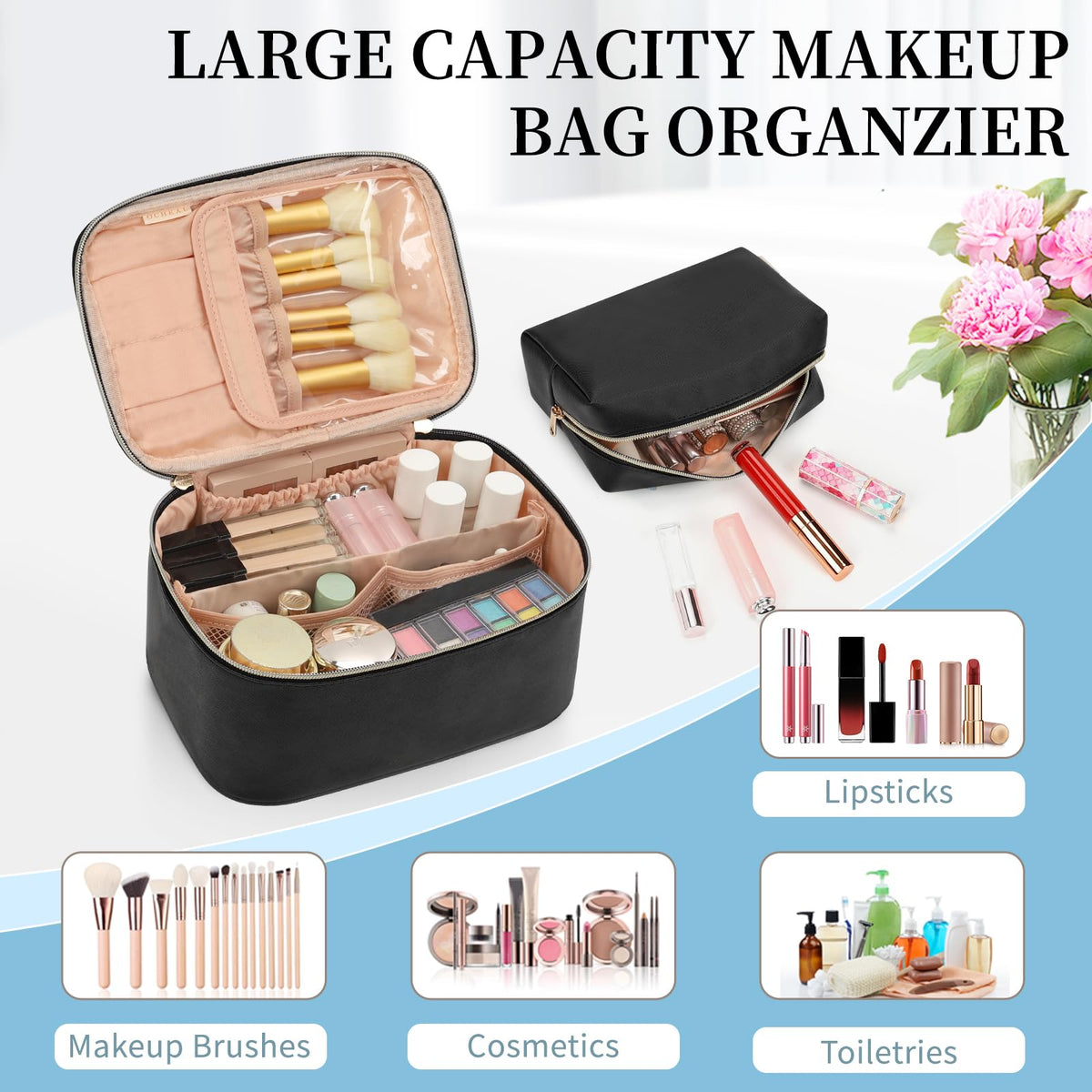 OCHEAL Makeup Bag Set large bag with full-size products