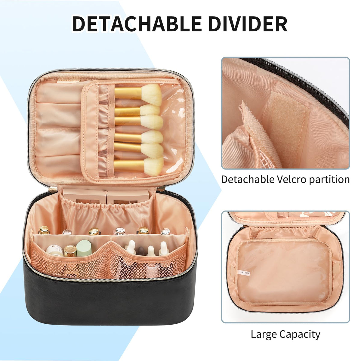 OCHEAL Makeup Bag showcasing waterproof vegan leather material