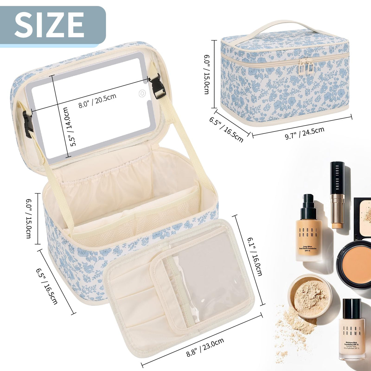 OCHEAL Makeup Bag showing brush compartment