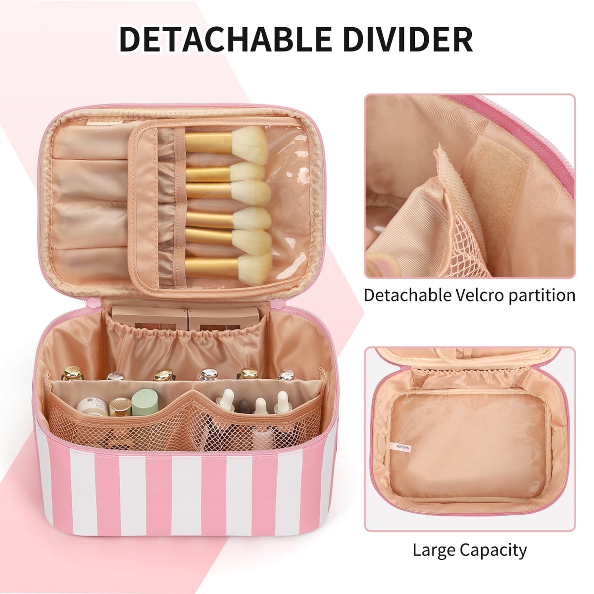 OCHEAL Makeup Bag showing separate brush compartment