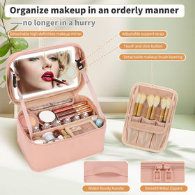 OCHEAL Makeup Bag side view with smooth two-way zippers