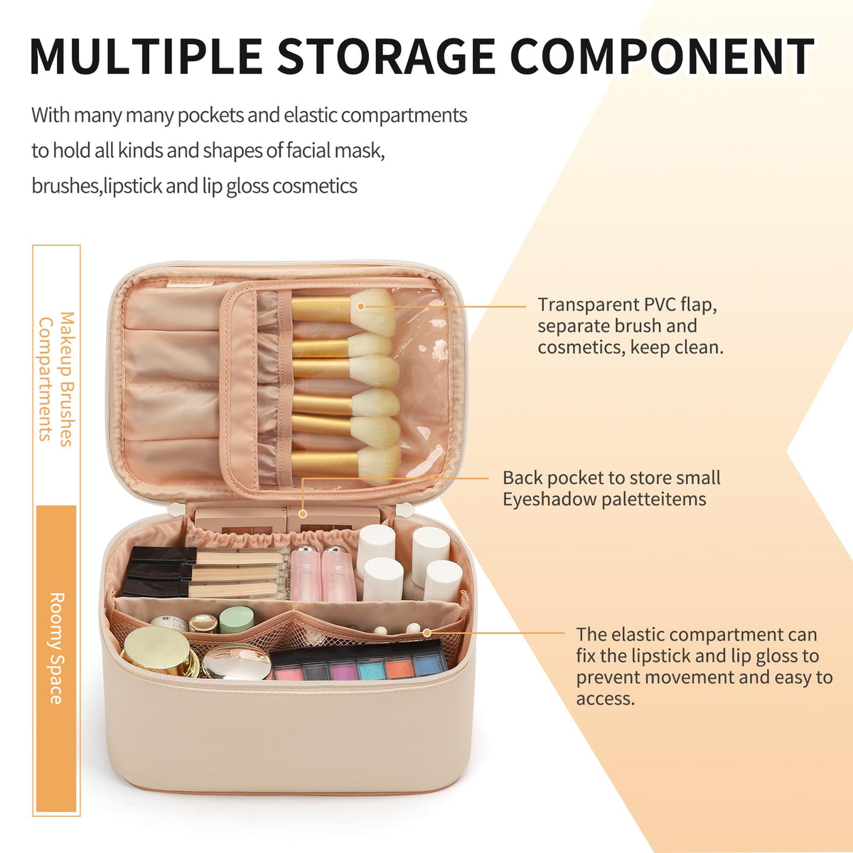 OCHEAL Makeup Bag side view with smooth zippers