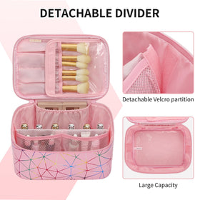 OCHEAL Makeup Bag side view with two-way zippers