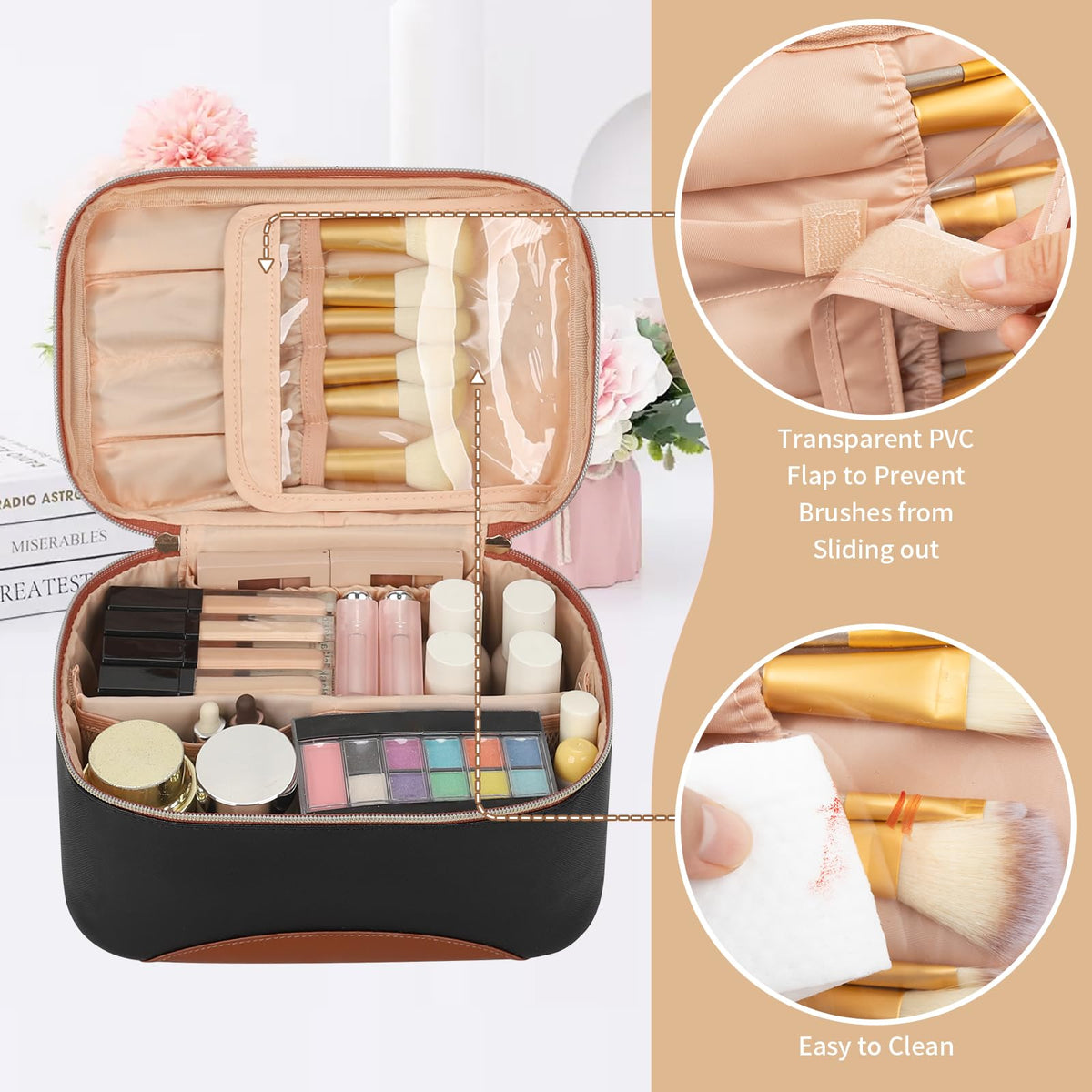 OCHEAL Makeup Bag spacious interior with cosmetics