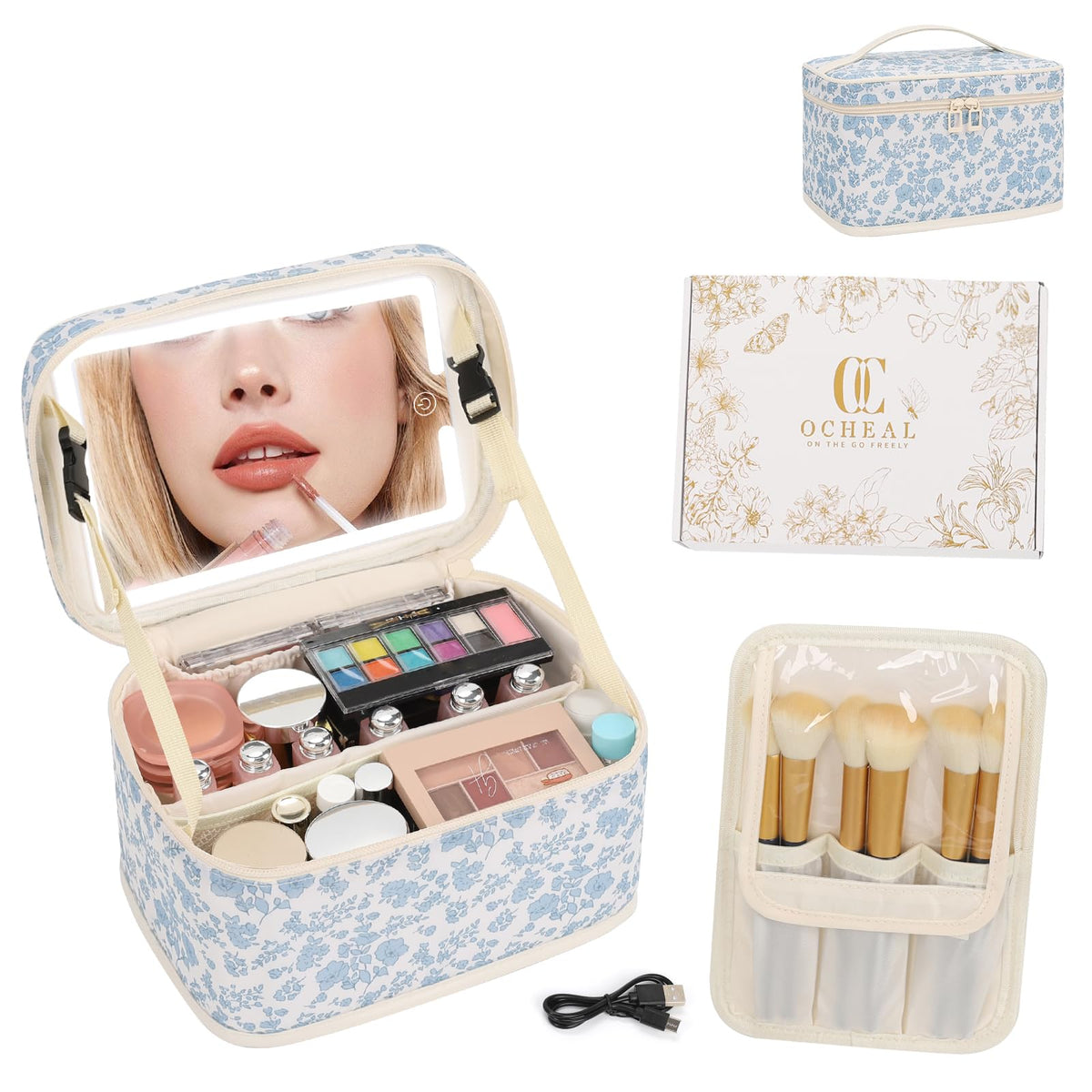 OCHEAL Makeup Bag with battery charging