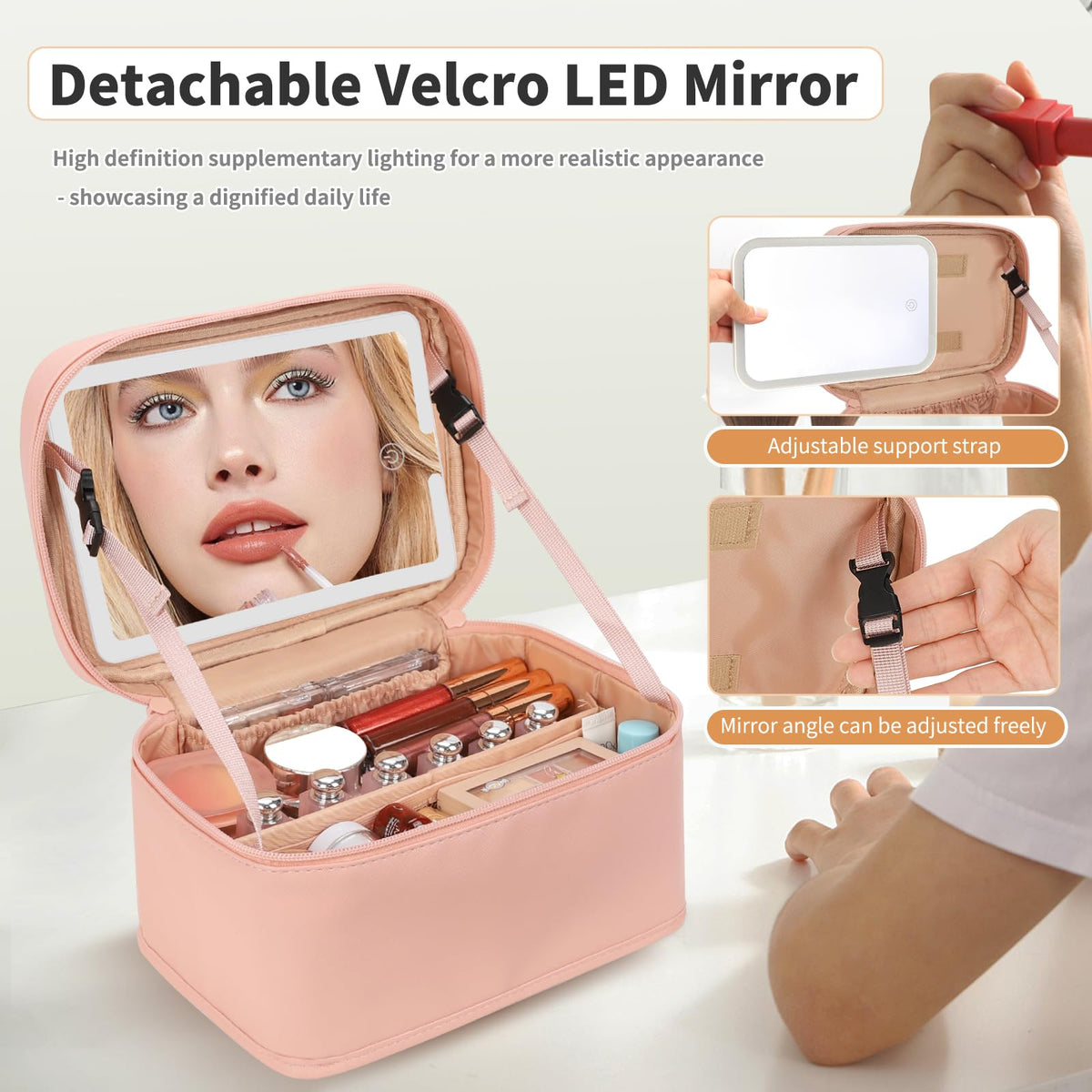 OCHEAL Makeup Bag with open compartments for brushes