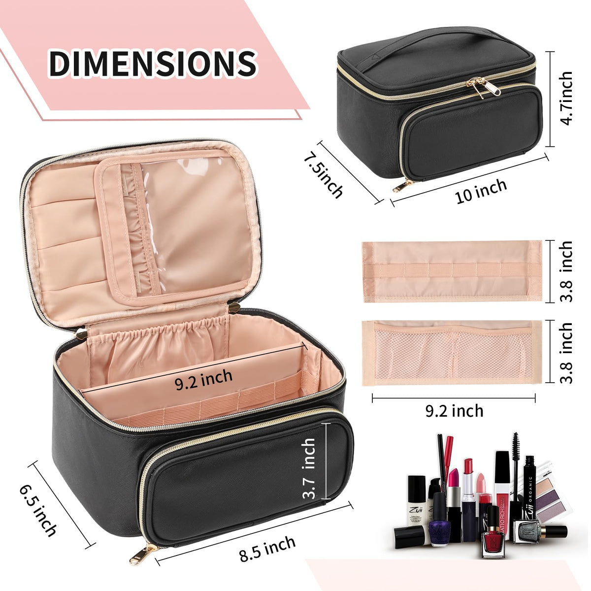 OCHEAL Makeup Bag with small pocket for lipstick