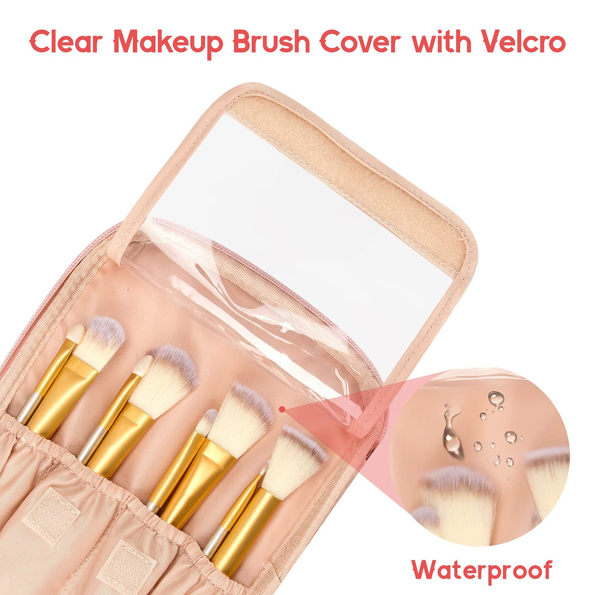 OCHEAL Pink Makeup Bag back view with additional storage pocket