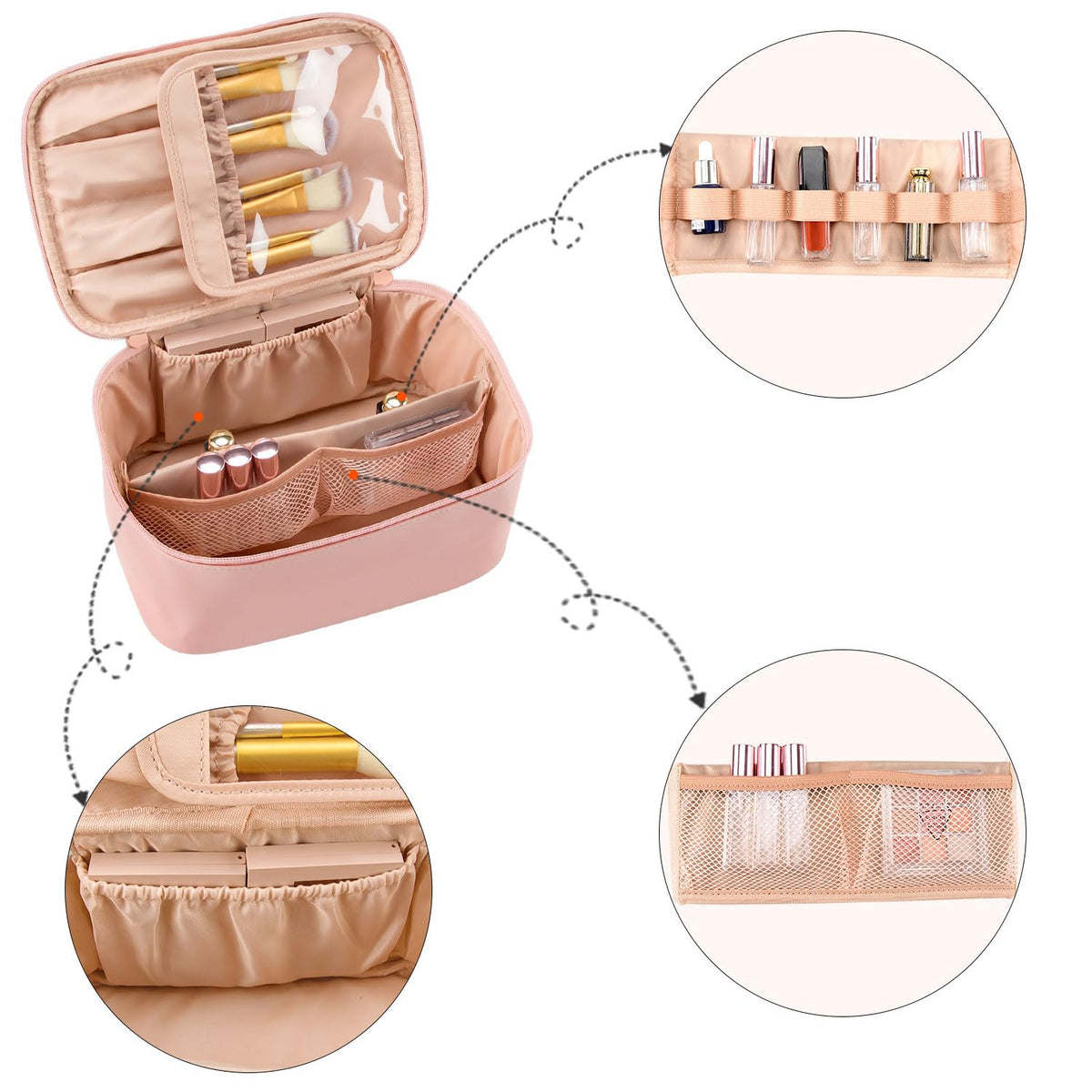 OCHEAL Pink Makeup Bag made of waterproof vegan leather fabric