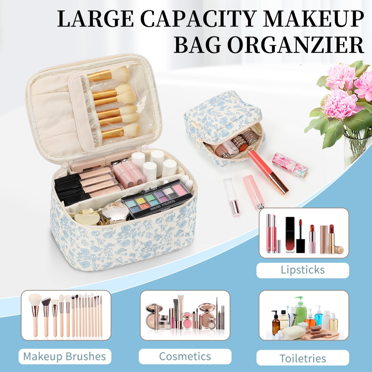 OCHEAL small makeup pouch side view with zipper