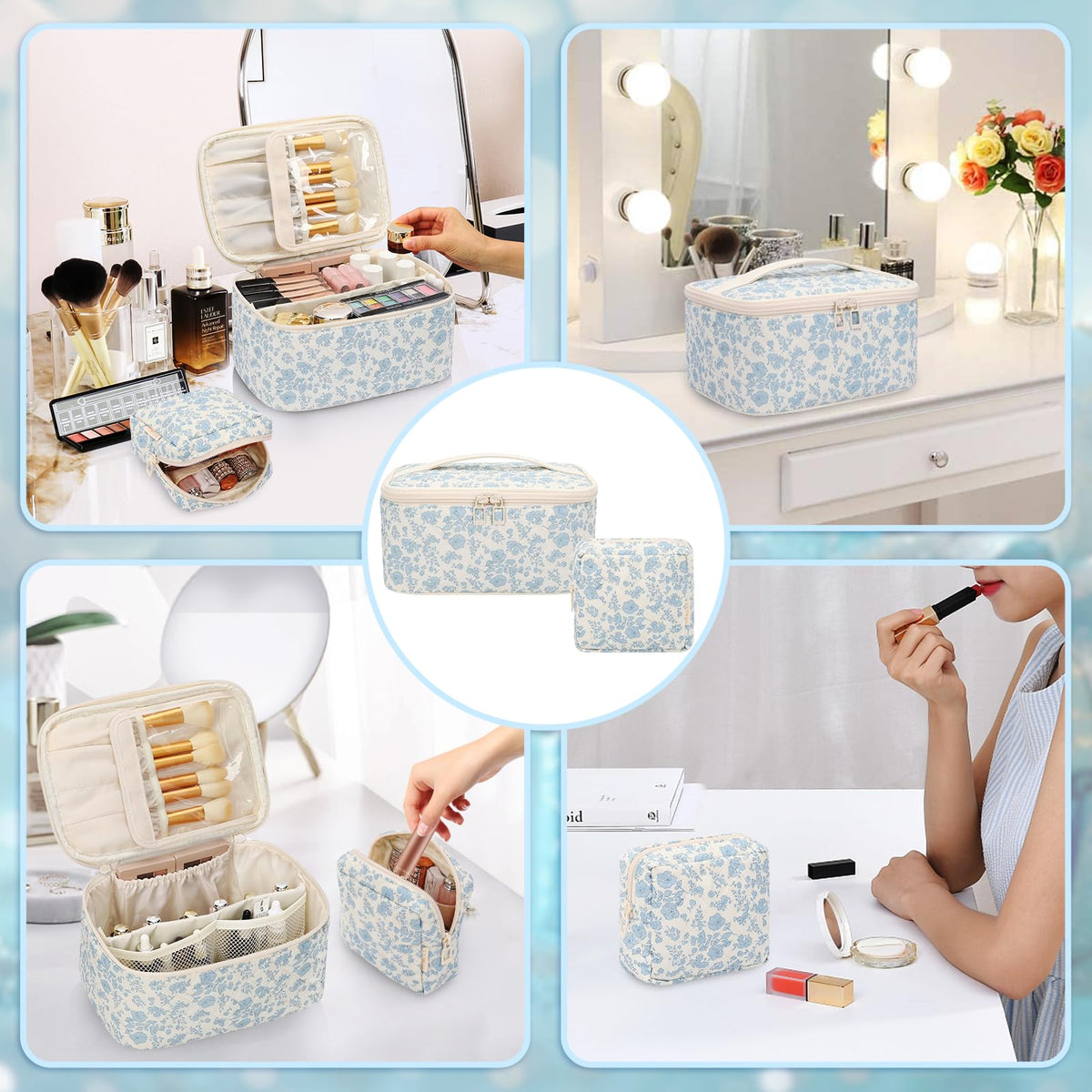 OCHEAL small pouch with lipsticks and brushes