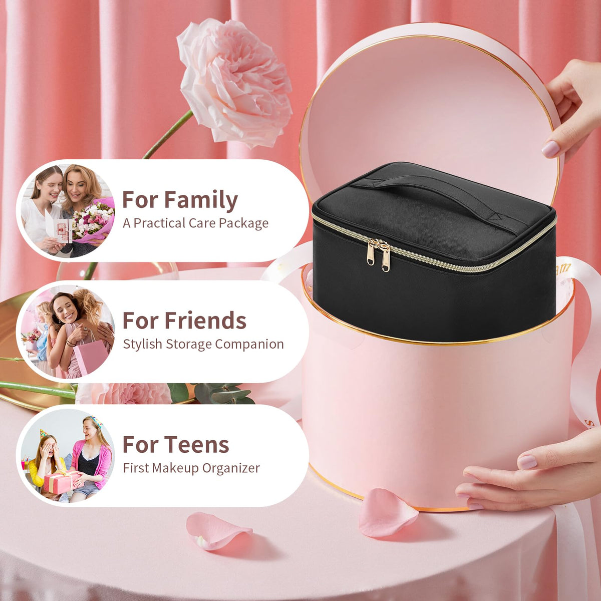 OCHEAL Travel Makeup Bag dimensions displayed