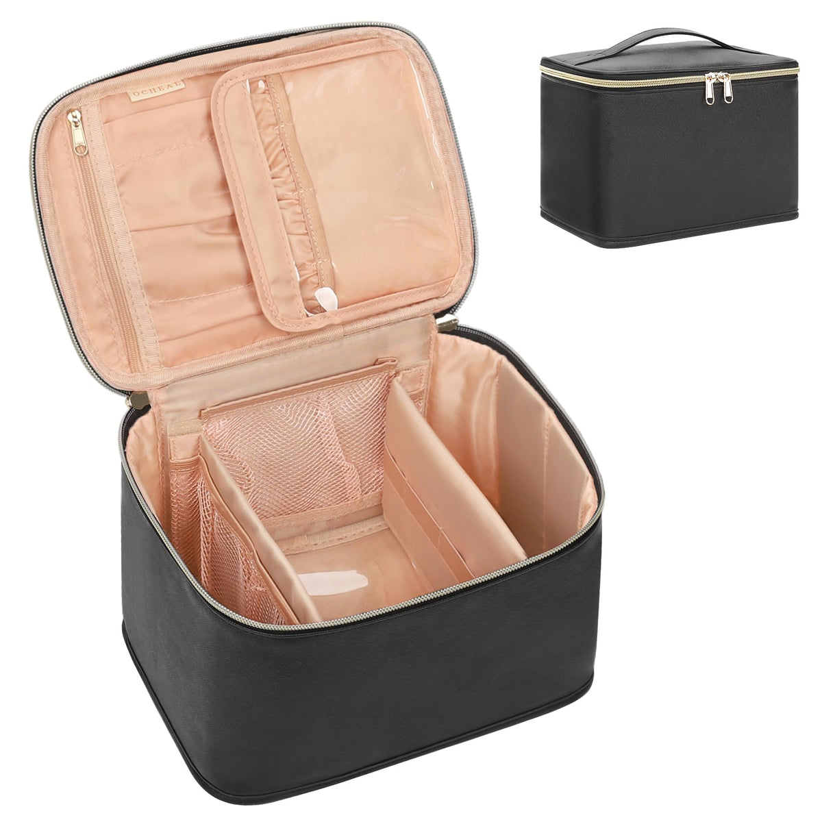OCHEAL Travel Makeup Bag front view in black