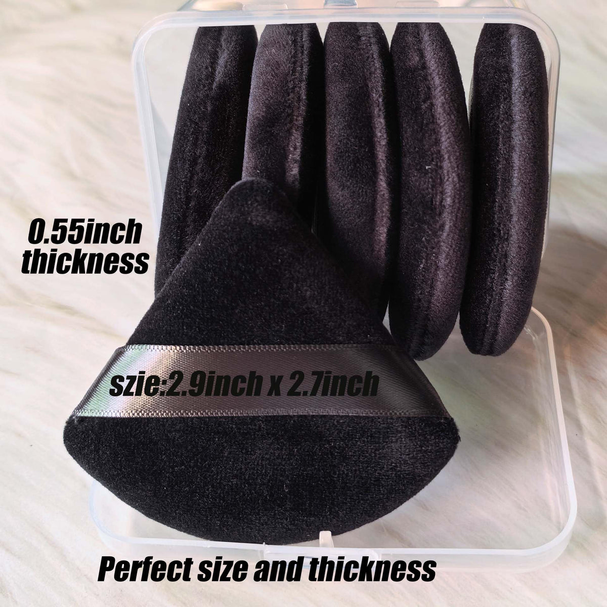 Ocim rectangular powder puff in case, black