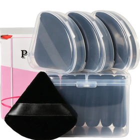 Ocim Triangle Powder Puff Set with case, black puffs