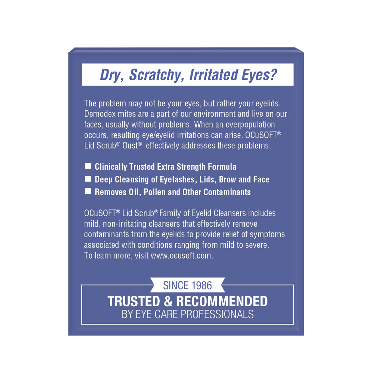 OCuSOFT Lid Scrub Oust Eyelid Cleanser packaging