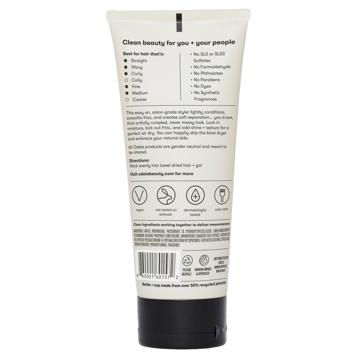 Odele Air Dry Styler 6 oz with natural ingredients