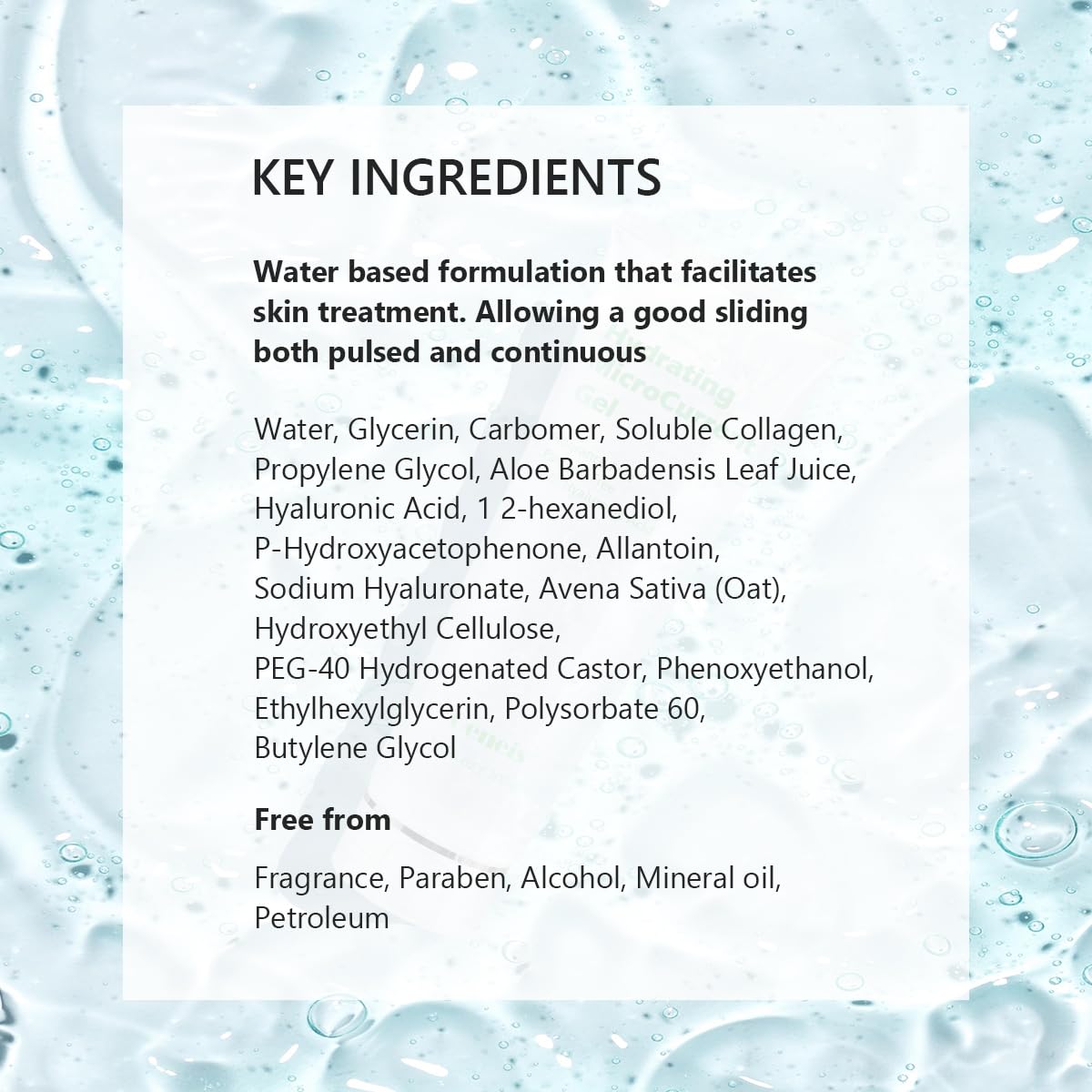 Oeneis Hydrating Microcurrent Conductive Gel packaging side view