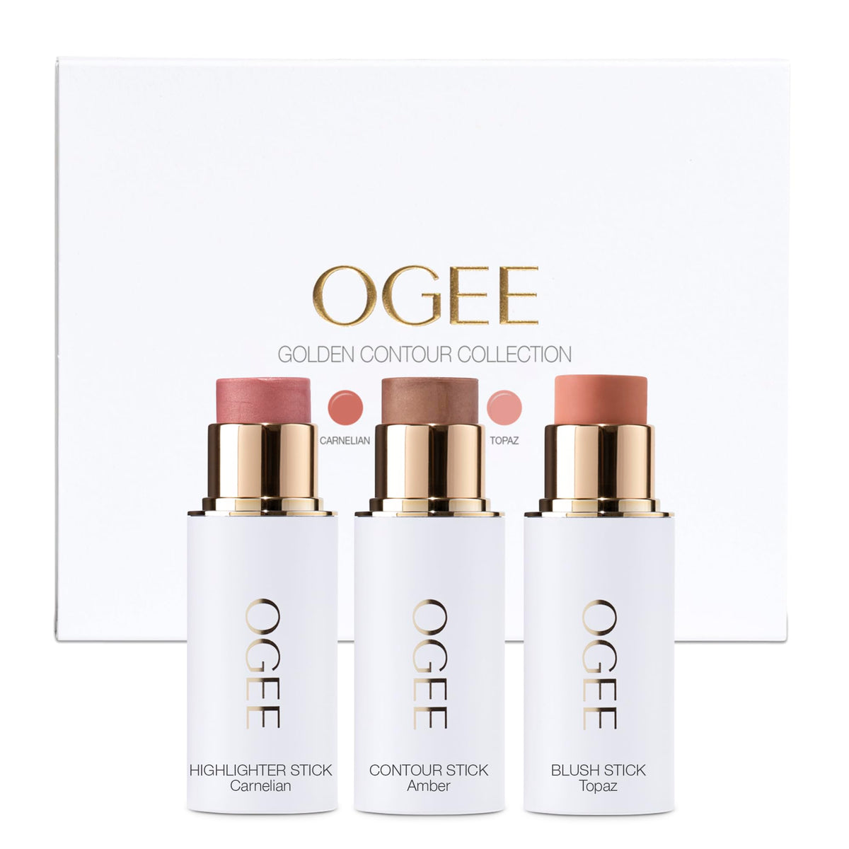 Ogee Face Stick Trio front view with three contour sticks