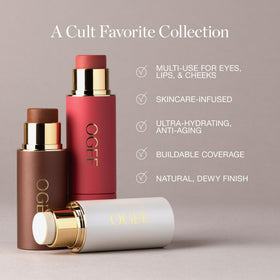 Ogee Face Stick Trio in use on a model's cheekbones