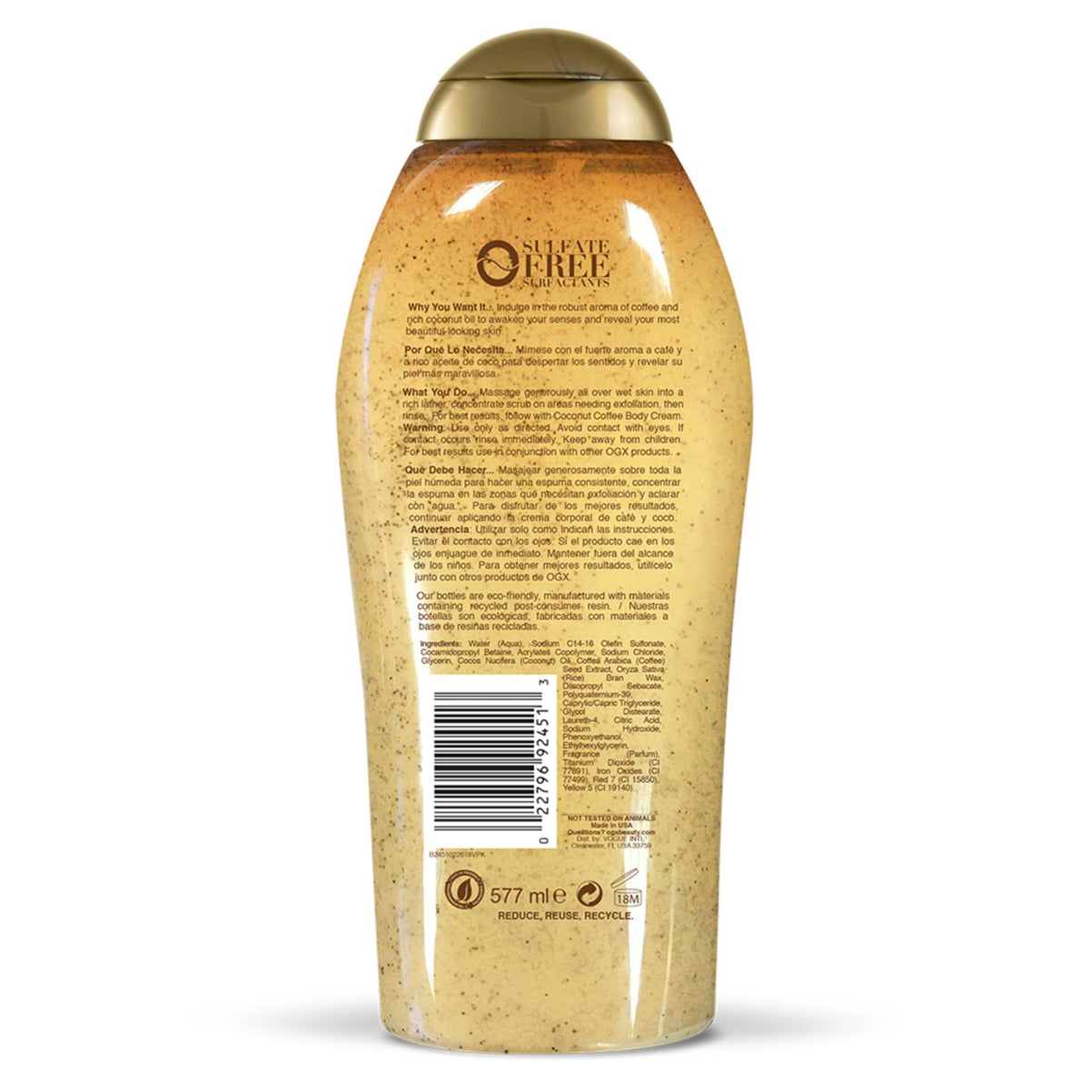 OGX Coconut Coffee Exfoliating Body Scrub with coconut and coffee beans