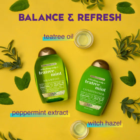 OGX Extra Strength Refreshing Scalp + Teatree Mint Conditioner cap open