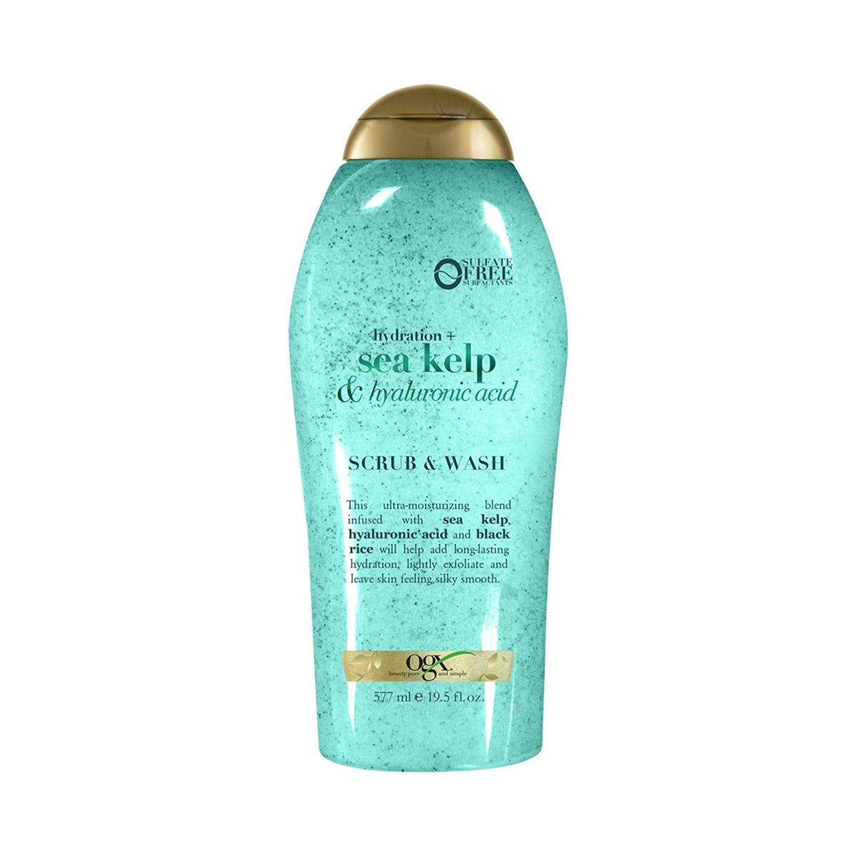 OGX Hydration + Sea Kelp Body Scrub front view, 19.5 fl oz