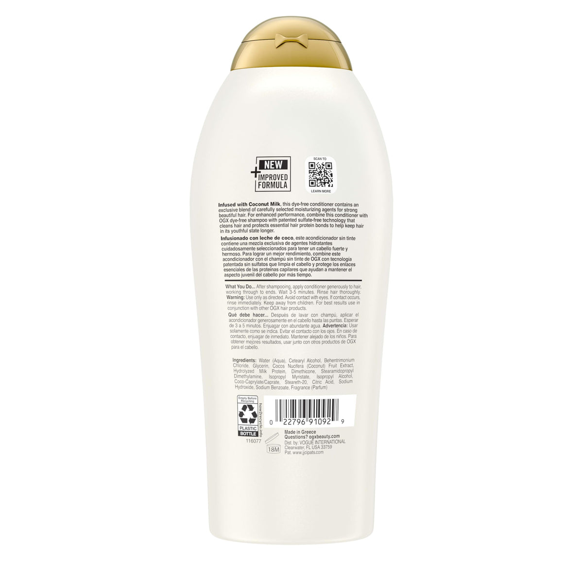 OGX Nourishing + Coconut Milk Conditioner in shower setting