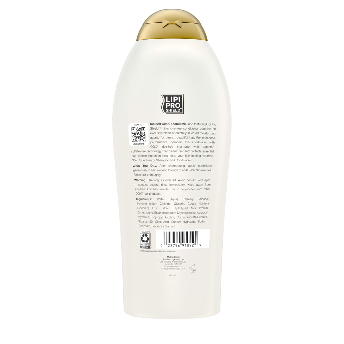 OGX Nourishing + Coconut Milk Conditioner texture on hand