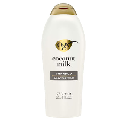 OGX Nourishing + Coconut Milk Shampoo 25.4 fl oz front view