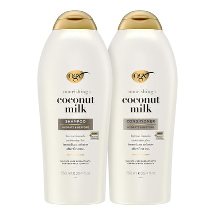 OGX Nourishing + Coconut Milk Shampoo 25.4 fl oz front view