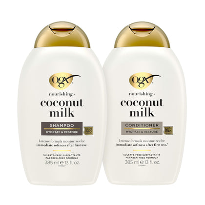 OGX Nourishing + Coconut Milk Shampoo front view 13 fl oz