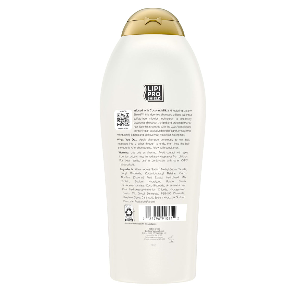 OGX Nourishing + Coconut Milk Shampoo lather in hair