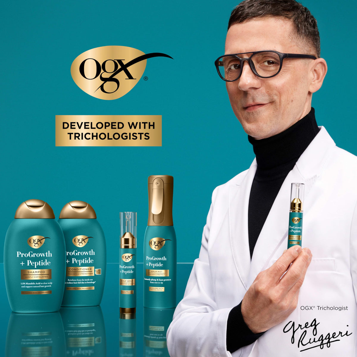 OGX ProGrowth + Peptide Serum Mist in a lifestyle setting