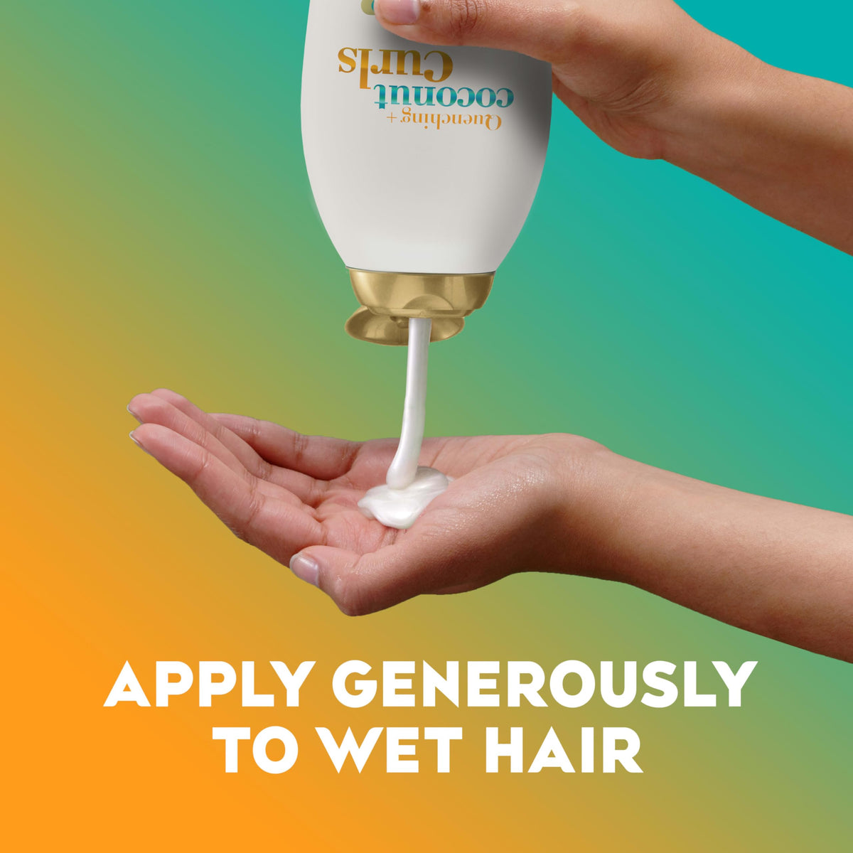 OGX Quenching + Coconut Curls Shampoo lathering in hair