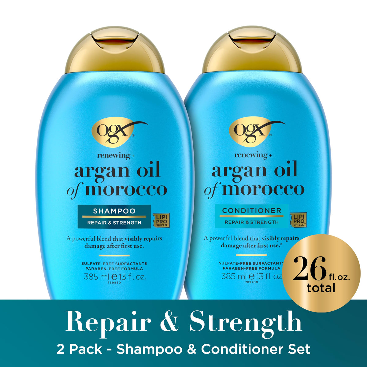 OGX Renewing + Argan Oil of Morocco Conditioner front view, 13 fl oz