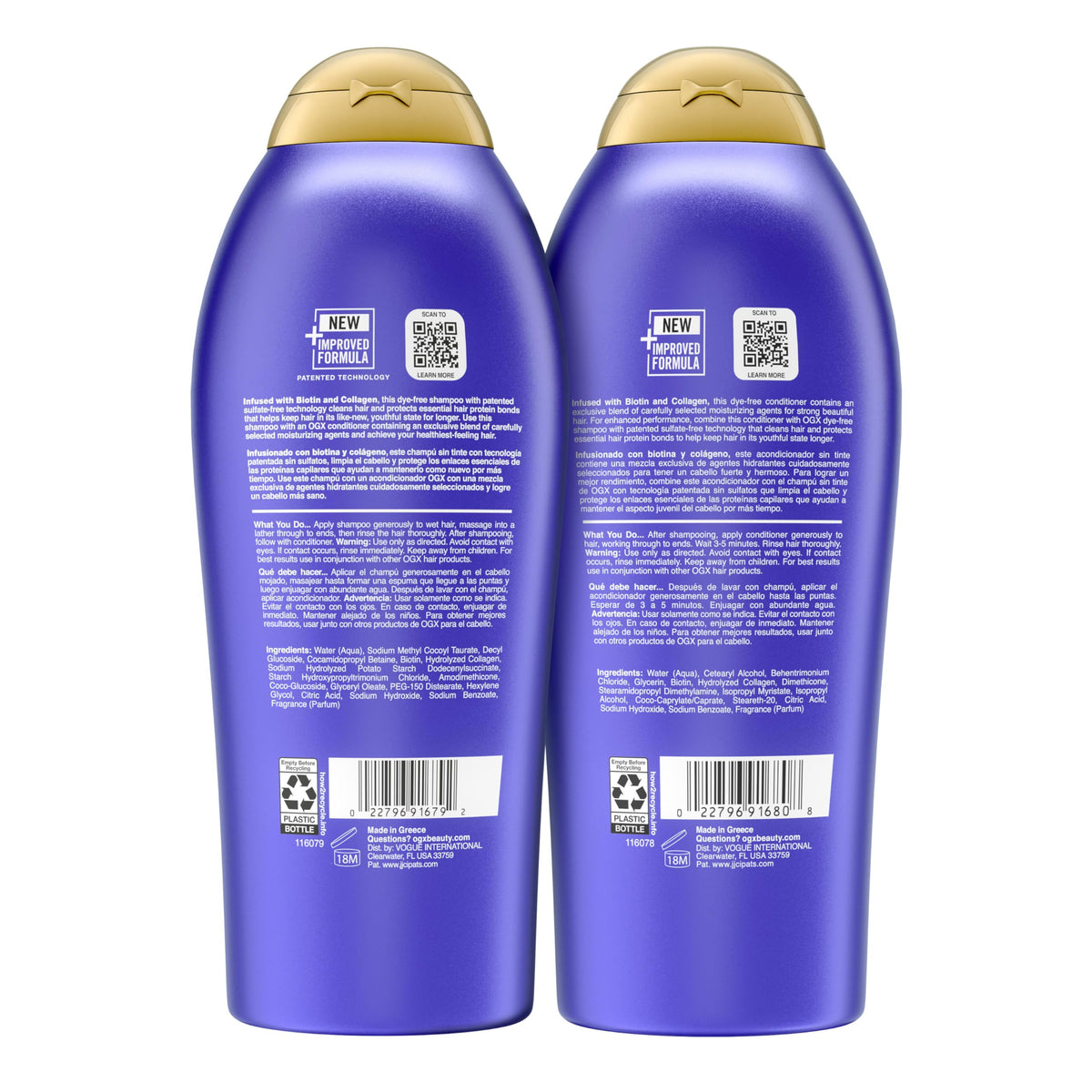 OGX Thick and Full Shampoo and Conditioner set with ingredients