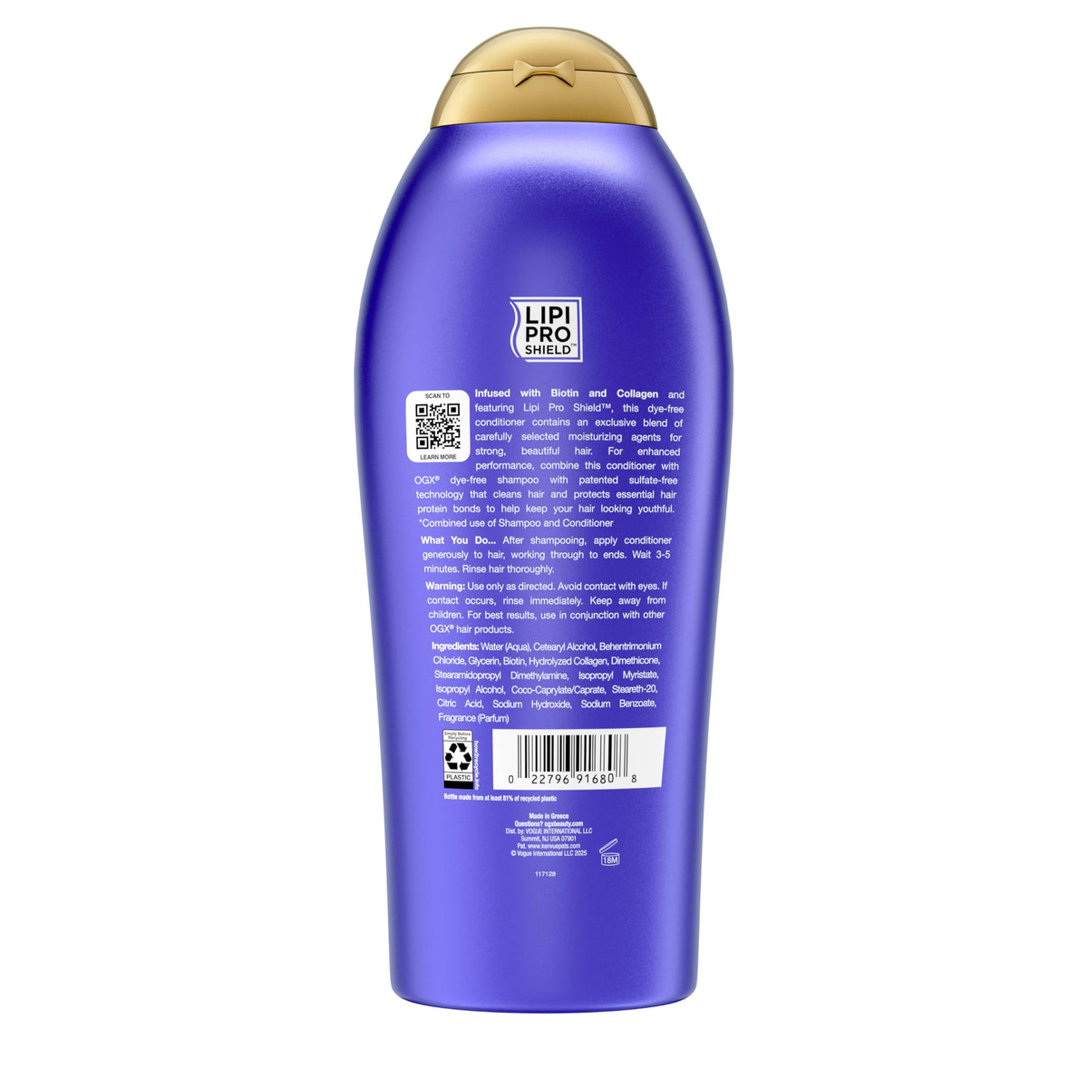 OGX Thick & Full Biotin & Collagen Conditioner with floral background