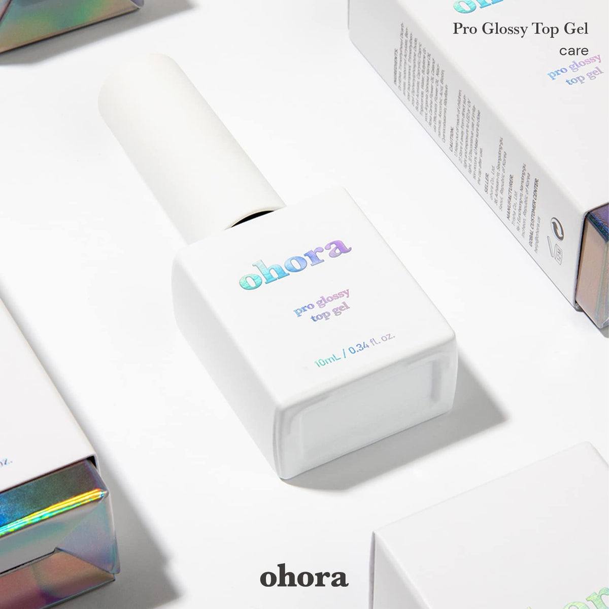 ohora Gel Nail Care Pro Glossy Top Gel close-up of nail wraps